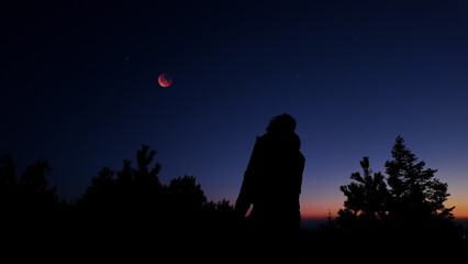 Amateur astronomer observing stars, planets, Moon and other celestial objects. © astrosystem