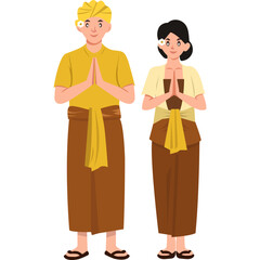 Balinese Couple Praying in Nyepi Day