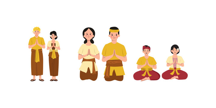 Balinese Couple Praying in Nyepi Day