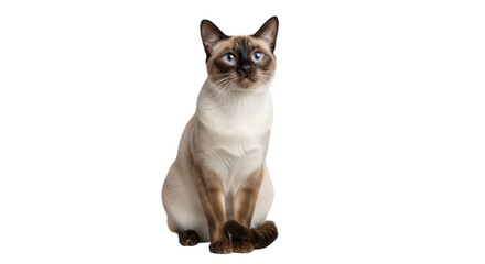 Isolated Siamese cat sitting and looking straight ahead with blue eyes is very elegant © Thaddeus