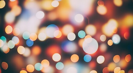 Fototapeta premium Soft focus bokeh lights in warm tones, creating a festive and magical atmosphere, ideal for holiday or celebration backgrounds.