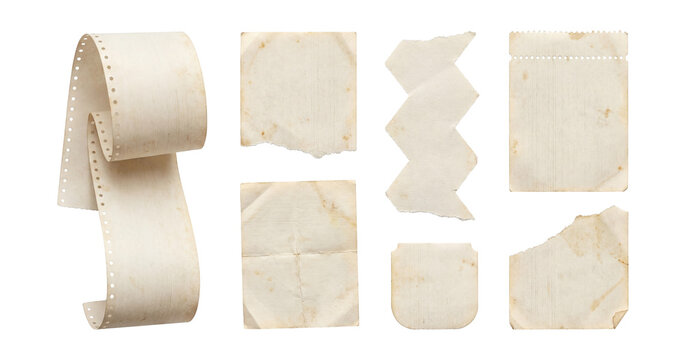 Old receipt paper blanks illustrations set.