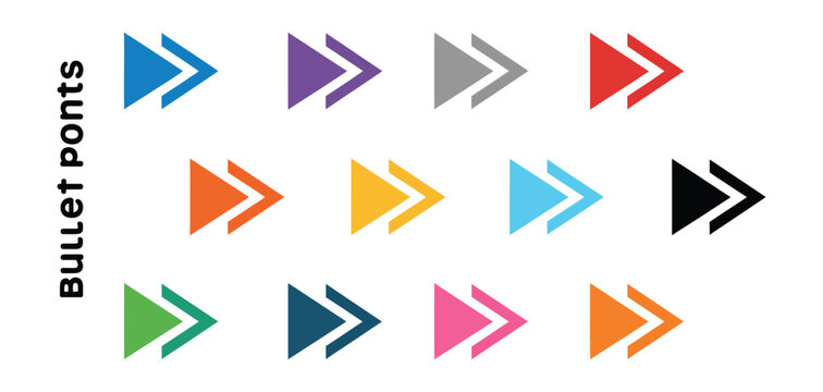 Numbered Colourful Arrow Bullet Points