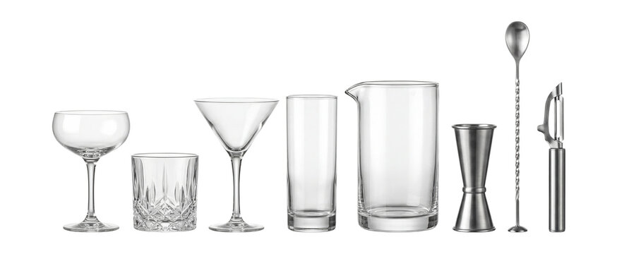 Studio photorealistic craft cocktail glassware .