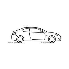 Fototapeta premium side view of a hand drawn modern sedan car line art illustration