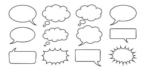 Fototapeta premium Empty speech and thought bubbles in various shapes for comic and design
