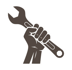 Fototapeta premium Hand holding adjustable wrench for tightening or loosening bolts and nuts easily