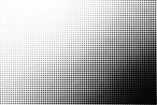 Abstract black and white halftone pattern with a gradient of dots creating a textured visual effect. isolated on transparent background, Vector, illustration