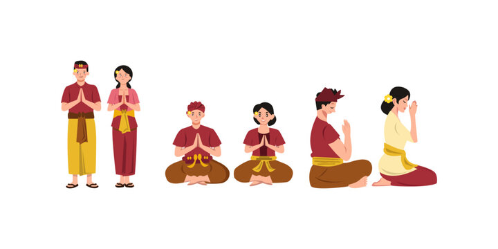 Balinese Couple Praying in Nyepi Day