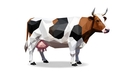 Low Poly Geometric Cow isolated on a transparent background