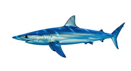 Obraz premium Isolated mako shark swims predator underwater marine animal blue sea ocean aquatic life