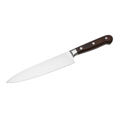 Professional Chef Knife with Dark Wooden Handle Isolated