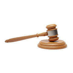 Wooden Gavel with Silver Band on Sounding Block
