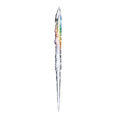 Fototapeta premium Iridescent icicle isolated on black