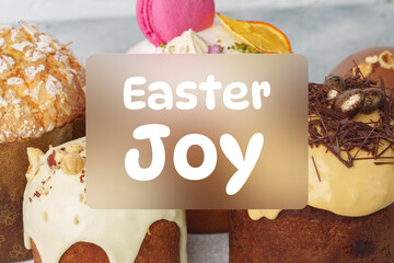 Fototapeta premium Happy Easter celebration with colorful desserts and sweet treats for all to enjoy