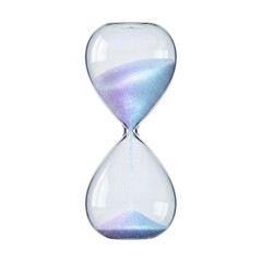 Glittering Hourglass with Blue Purple Sand Falling