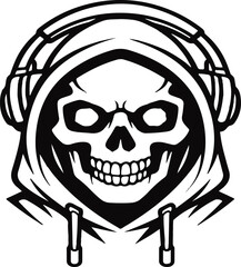 Obraz premium Skull with Headphones Esports Logo Vector