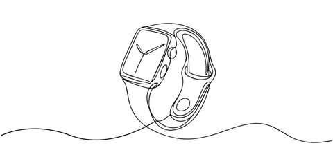 continuous one line drawing Smartwatch line art icon © SHANTO