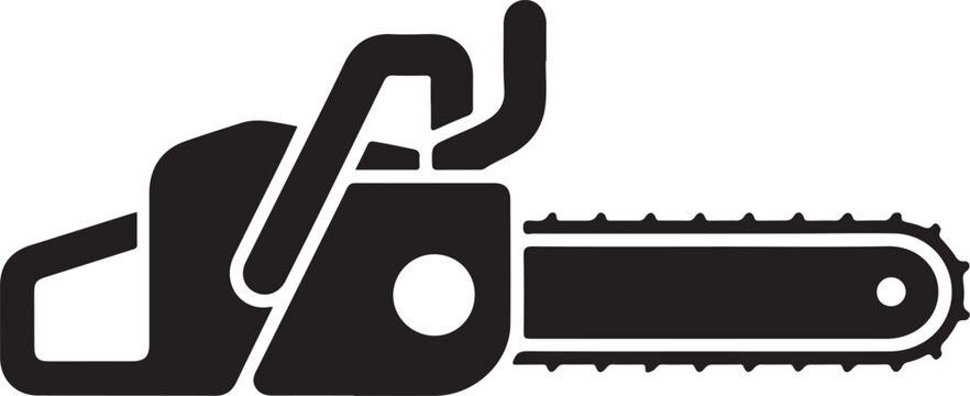 Chain saw icon.Flat silhouette version