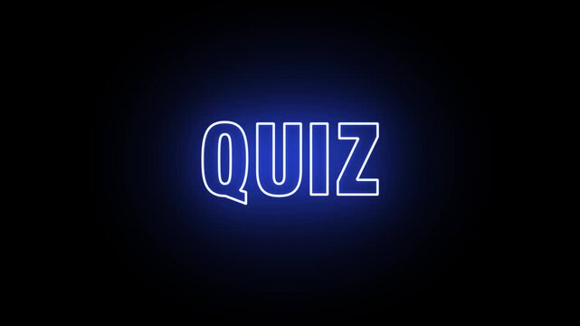 Neon, Glowing, Colorful Quiz animation. quiz neon text motion. Flocker text 4k video.