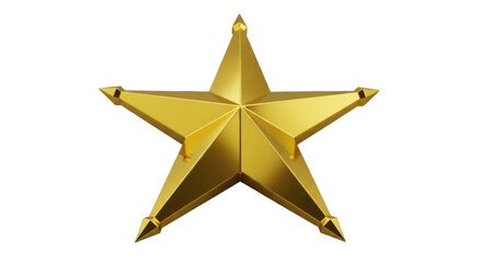 Isolated golden five-pointed star with a decorative sharp edge for use in design projects