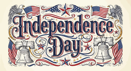 Fototapeta premium Independence Day typographic banner