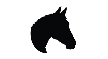 Silhouette of a horse head against a plain white background