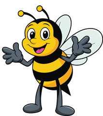 Fototapeta premium Happy Honey Bee Mascot Illustration, art work