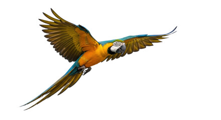 Isolated parrot in flight with open wings enjoying summer weather, beautiful bird © Isolde