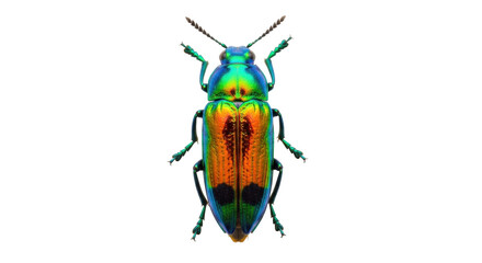 Fototapeta premium Isolated Jewel Beetle, Chrysochroa fulgidissima, shiny insect with beautiful iridescent colors