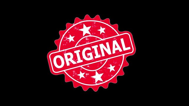 Original Stamp Batch Icon Animation and Original Stamp Slide Down Motion Graphics Video, 4K Rubber Stamp Icon Footage for Authentic Product Quality and Business Certification.