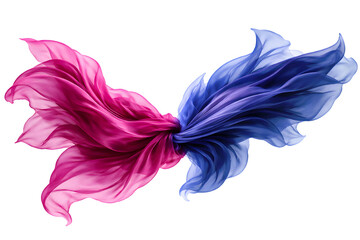 Fototapeta premium Elegant Pink and Blue Flowing Fabric Abstract on White Background