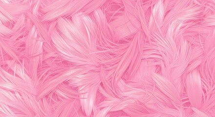 Fototapeta premium A vibrant pink monochromatic macro background featuring soft, wispy feathers layered in a delicate and ethereal abstract pattern.