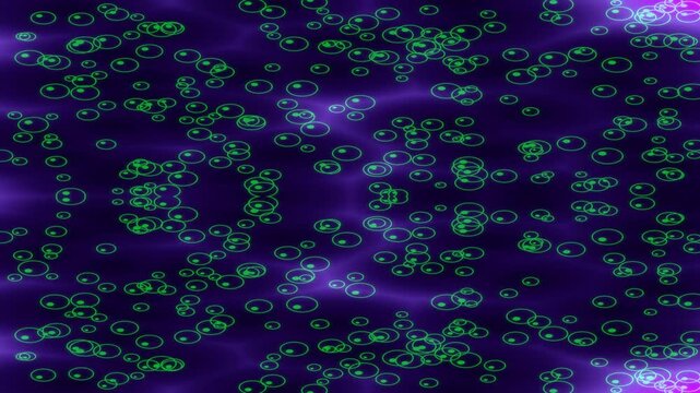 Abstract Green Bubbles Flowing on Wavy Background - Digital Art