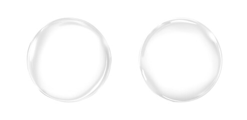 Transparent floating soap bubble pack PNG isolated on transparent background with luminous shine