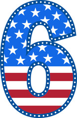 Patriotic Number numbers6 an inspiring flag pattern of red and blue stripes svg vector