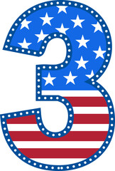 Patriotic Number numbers 3 an inspiring flag pattern of red and blue stripes svg vector