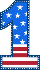 Patriotic Number numbers 1 an inspiring flag pattern of red and blue stripes svg vector