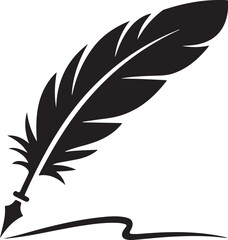 Obraz premium Feather quill pen signature flat icon for apps and websites