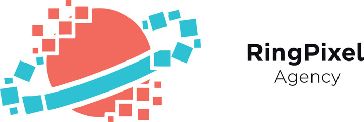 RingPixel Agency Planet Pixel Logo Design Vector Illustration © Mohammad