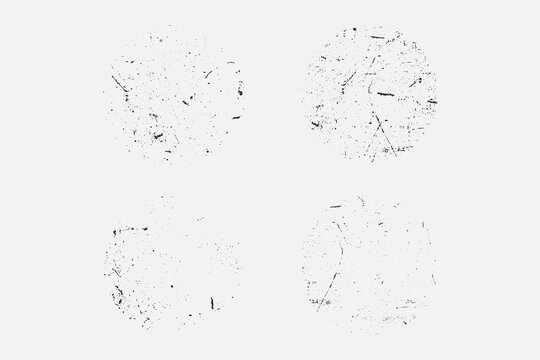 Grunge Circle Stamp Texture Set &ndash; Distressed Round Ink Background Vector