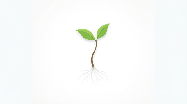 World wetlands day a small plant with two green leaves and roots is centered on a plain white surface suggesting new life