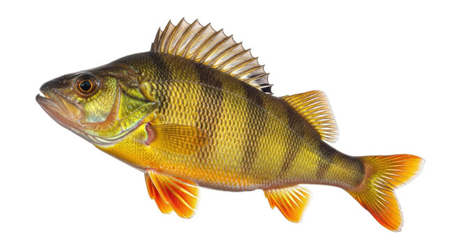 Isolated Yellow Perch, freshwater sportfish, angling, popular North American species