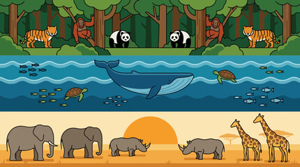 Naklejka premium Conservation Celebration for World Wildlife Day with Diverse Animals