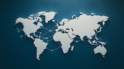 Modern world map design showcasing global connectivity through technology and networks
