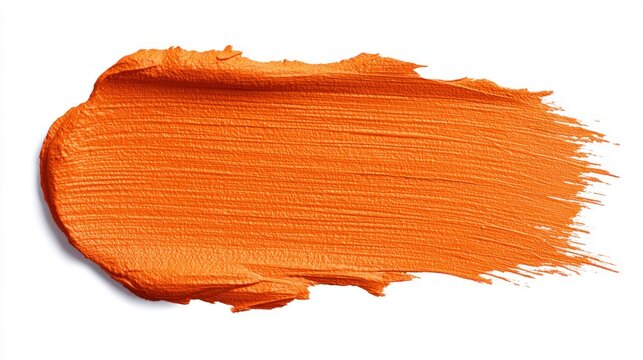 Thick orange paint stroke with visible texture and brush marks on a white background