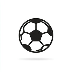 Obraz premium Simple vector illustration of a soccer ball with a shadow, set against a clean white backdrop