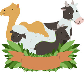 Obraz premium Cute Farm Animal Friends Together.