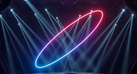 Vibrant stage lights create an enchanting atmosphere with colorful beams and mesmerizing patterns