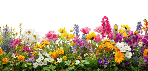 Fototapeta premium PNG Spring flowers border garden arrangement colorful.